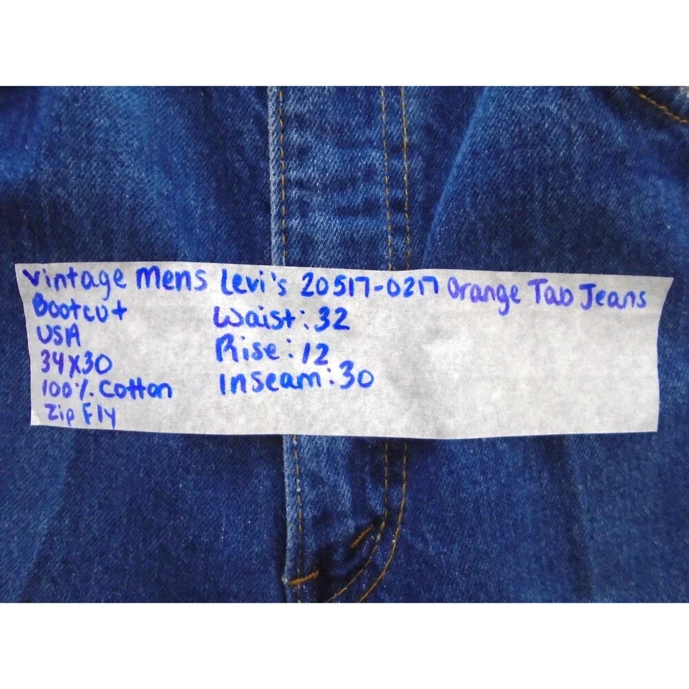 Vintage Levi's 517 1980's ORANGE TAB Men Bootcut Blue Jeans 34 (32x30) MADE USA - Picture 3 of 16